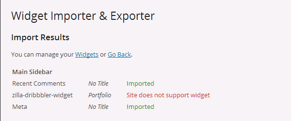 widget import export